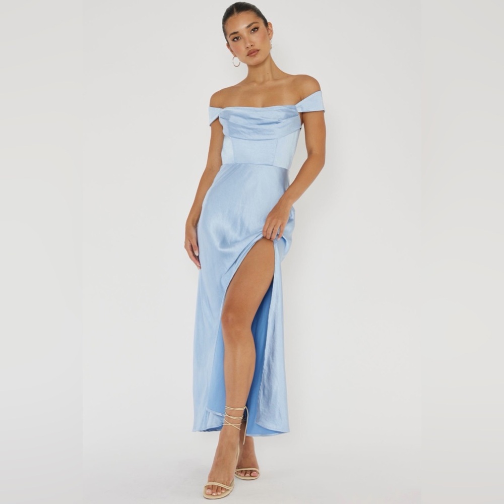 Chic Strapless Light Blue Dress